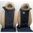 Smart ForTwo 450 Sitze Fahrersitz Beifahrersitz Bezug blau mit Leder creme beige Q0005279V002 Q0005281V002 C75Z